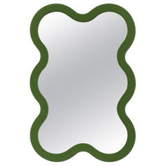 Contemporary Wall Mirror 'Hyvli 6' by Oitoproducts, Green Frame