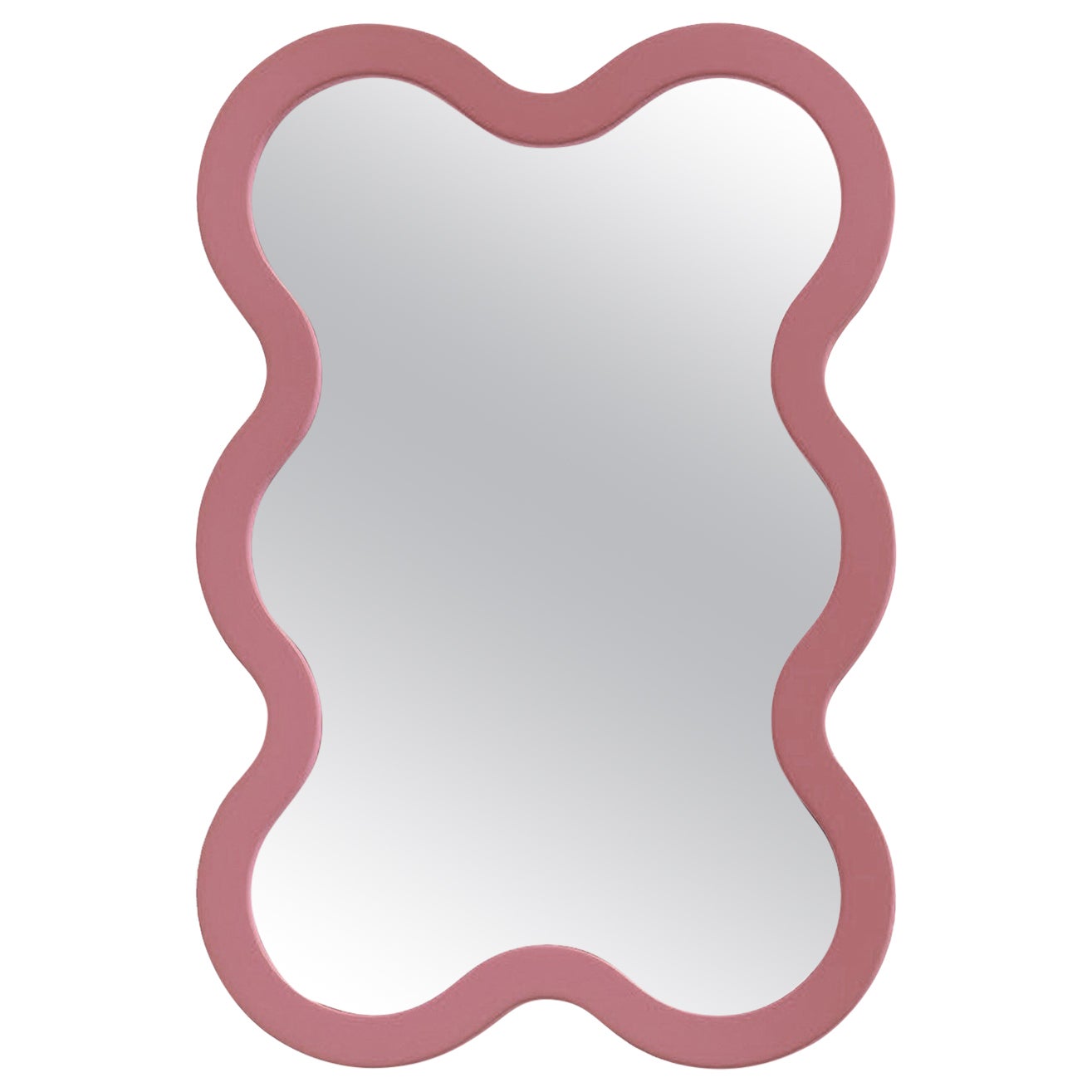 Contemporary Wall Mirror 'Hvyli 6' by Oitoproducts, Pink Frame