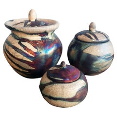 Raaquu Urnen-Set – halber Kupfer, matt, Keramik Raku-Keramik