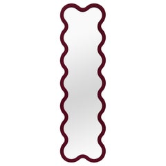 Contemporary Mirror 'Hvyli 14' by Oitoproducts, Dark Red Frame