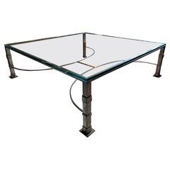 Glass and Wrought Iron Coffee Table, circa 1960