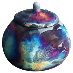 Mini-urne en céramique Ai - Cuivre au carbone - Poterie Raku