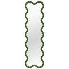 Contemporary Mirror 'Hvyli 14' by Oitoproducts, Green Frame