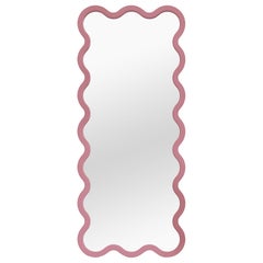 Contemporary Mirror 'Hvyli 16' by Oitoproducts, Pink Frame
