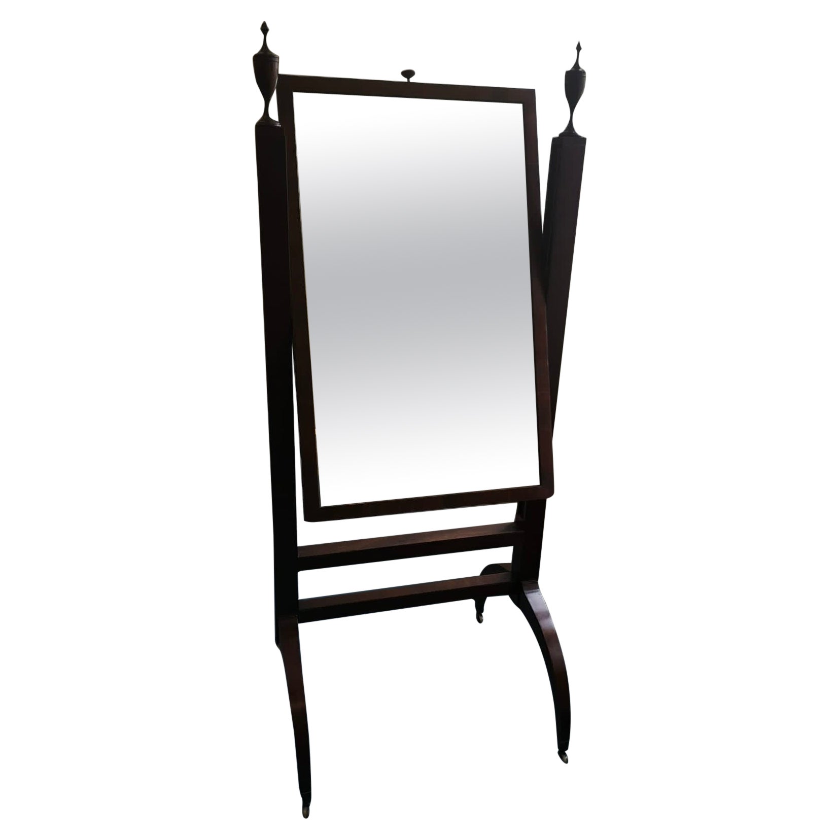 19th Century Mahogany Rise and Fall Cheval Mirror For Sale