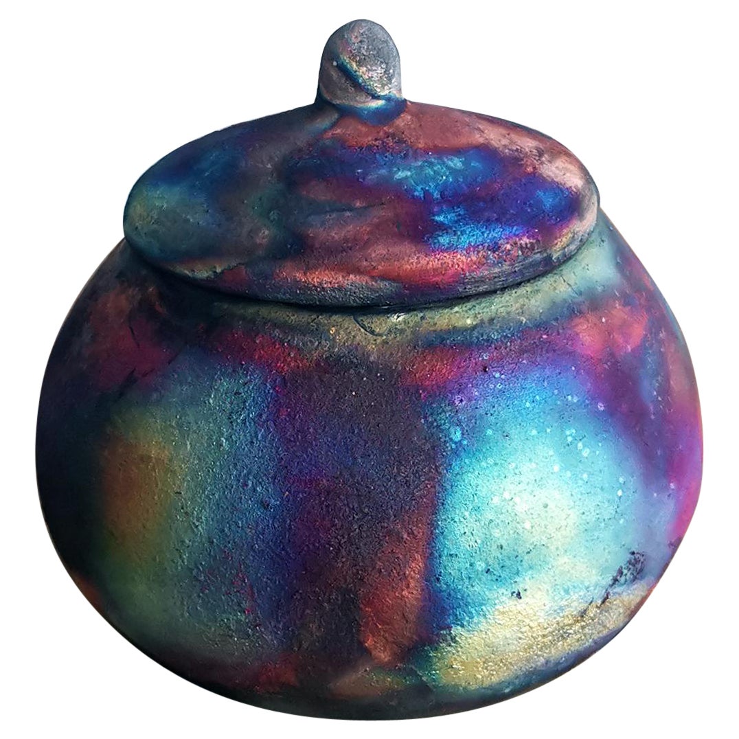 AI Ceramic Mini Urn, Full Copper Matte, Ceramic Raku Pottery For Sale