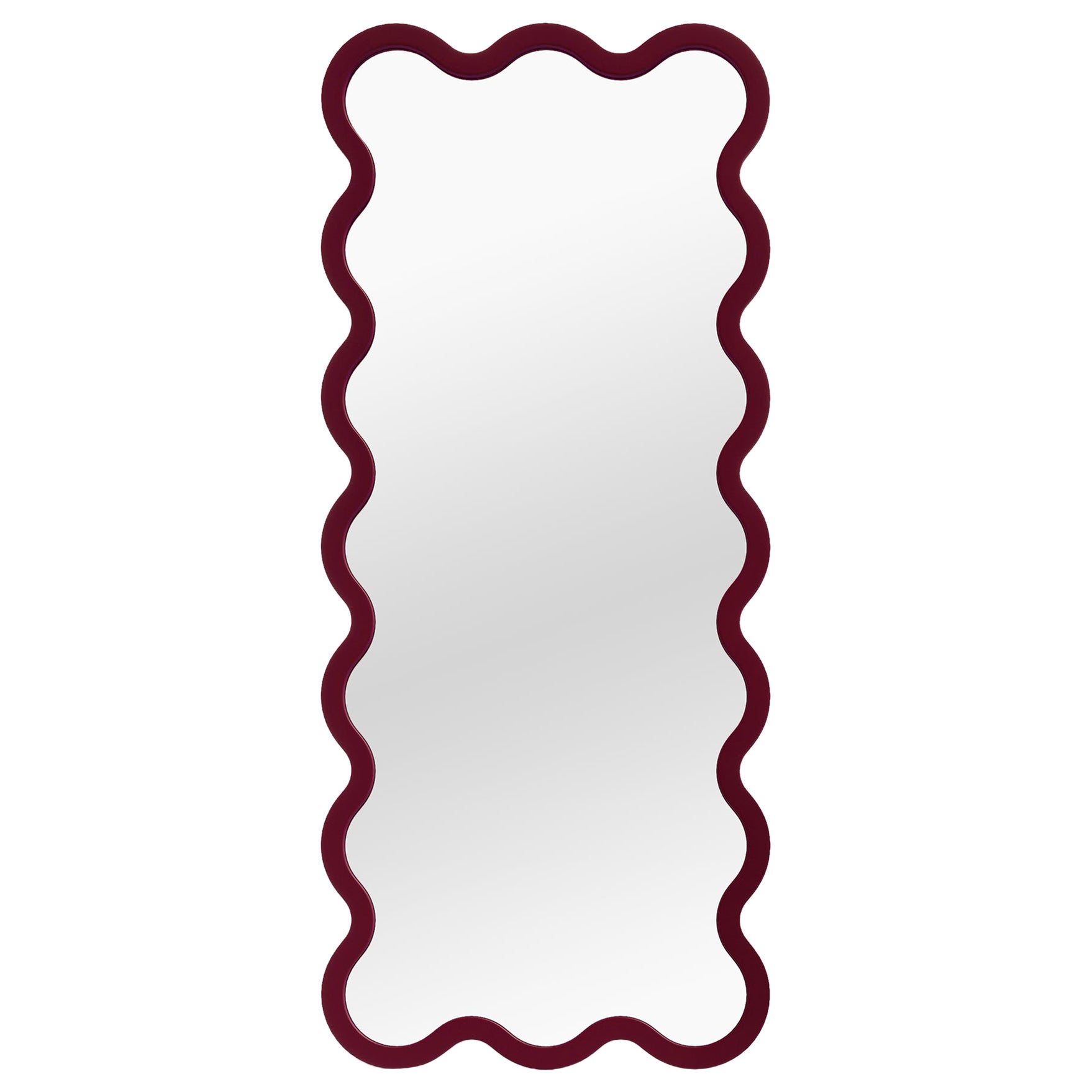 Contemporary Mirror 'Hvyli 16' by Oitoproducts, Dark Red Frame