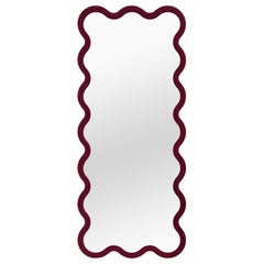 Contemporary Mirror 'Hvyli 16' by Oitoproducts, Dark Red Frame