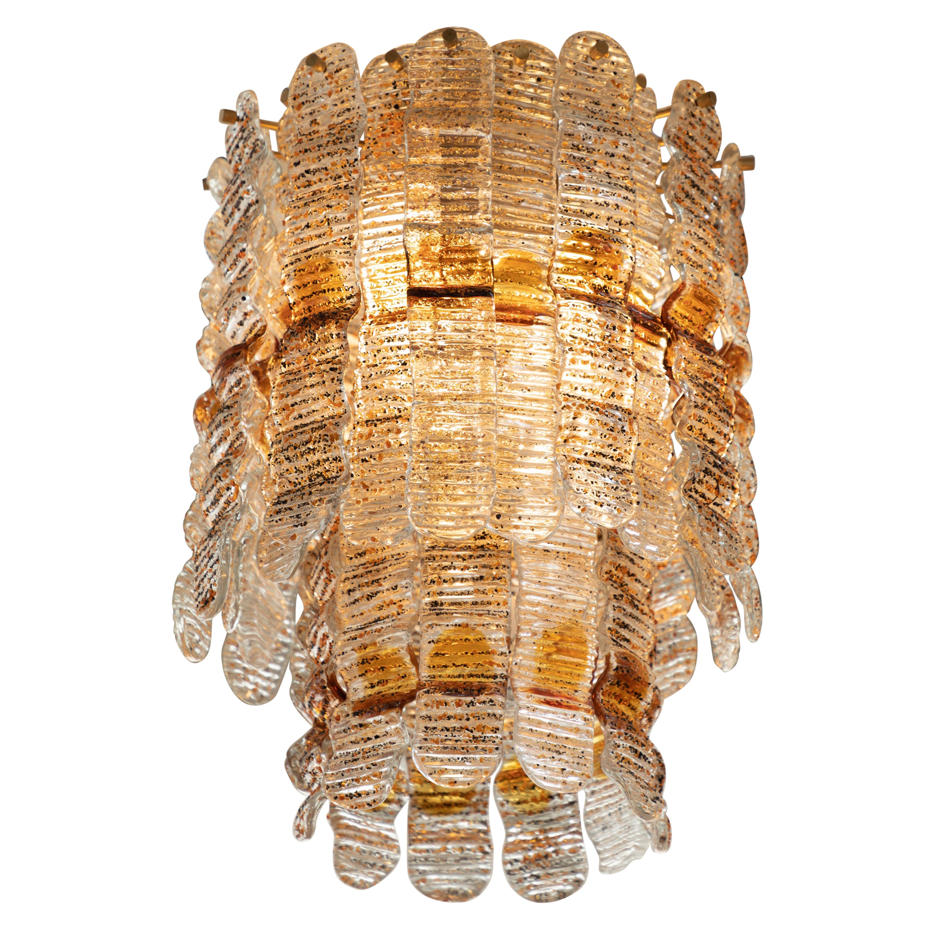 Lustre en verre de Murano ambre des années 1970