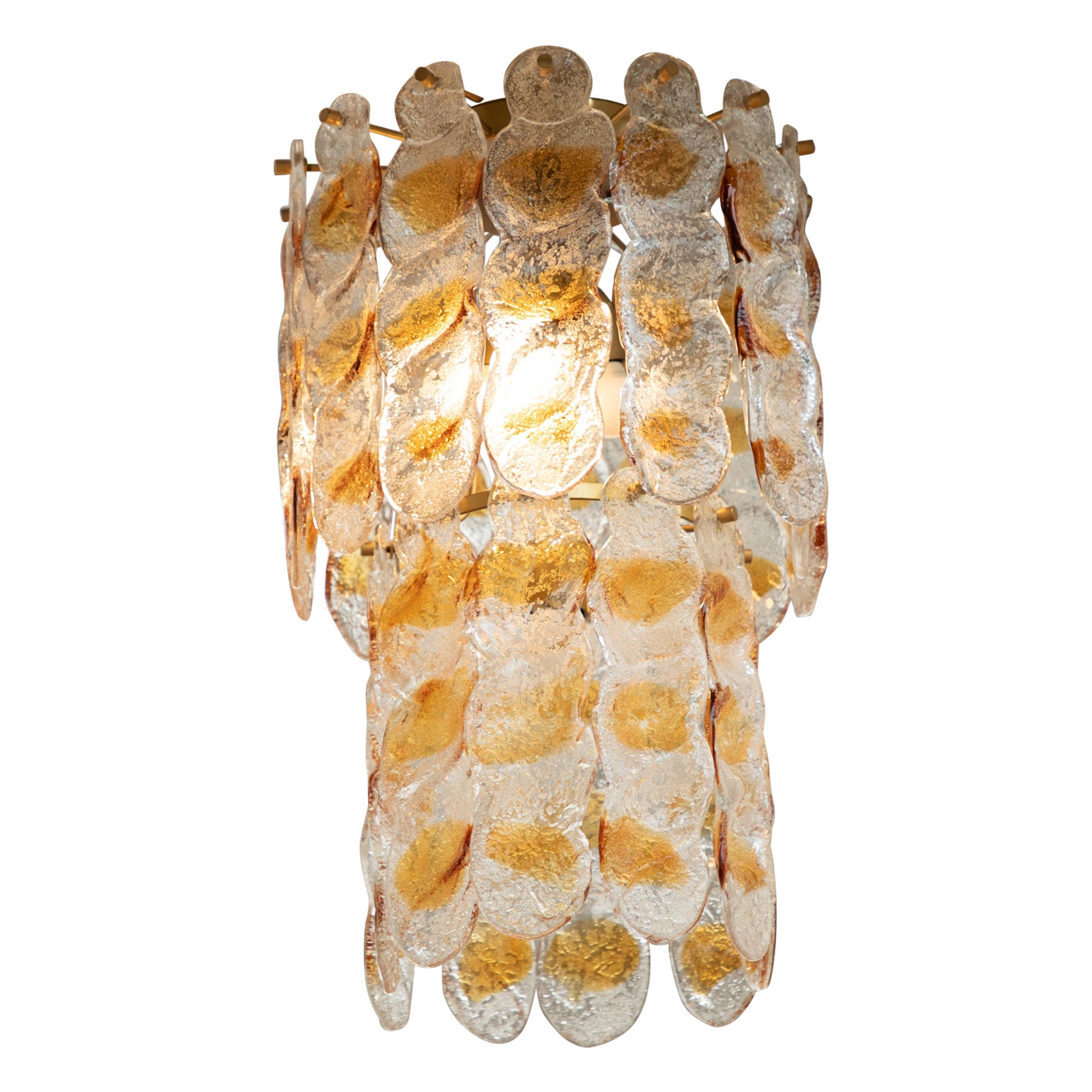 1970s Amber Murano Glass Chandelier For Sale
