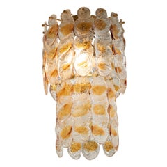 1970s Amber Murano Glass Chandelier