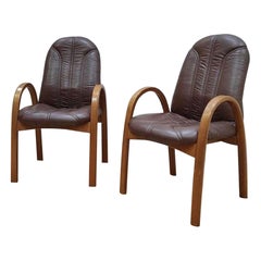 Pair of 70s Style Bow Wood Armchairs