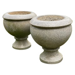 Polished Granite Planters, a Pair