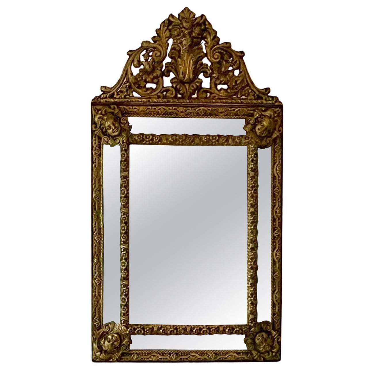 Large Repoussé Copper Pareclose Napoleon III Mirror, France, 1890 For Sale