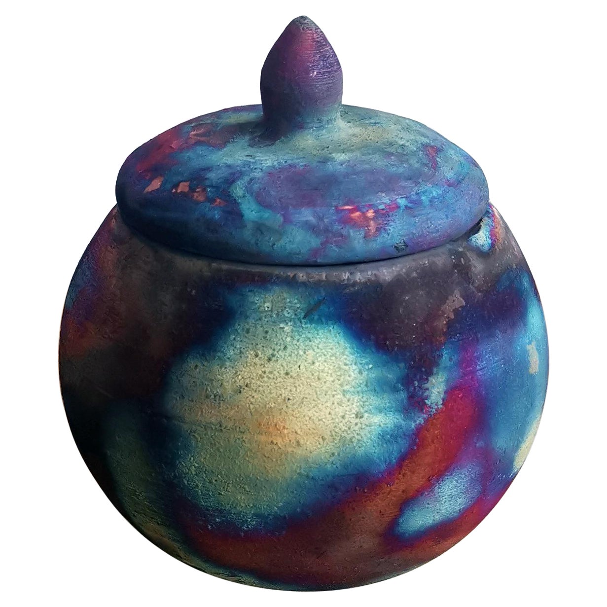 Petite urne en céramique Kioku - Cuivre mat et complet - Poterie Raku en vente