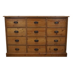  German Pine Apothecary Cabinet or Bank of Drawers, ca 1930s