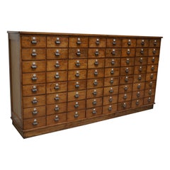 Large Dutch Industrial Beech Apothecary / School Cabinet, Mid-20th Century