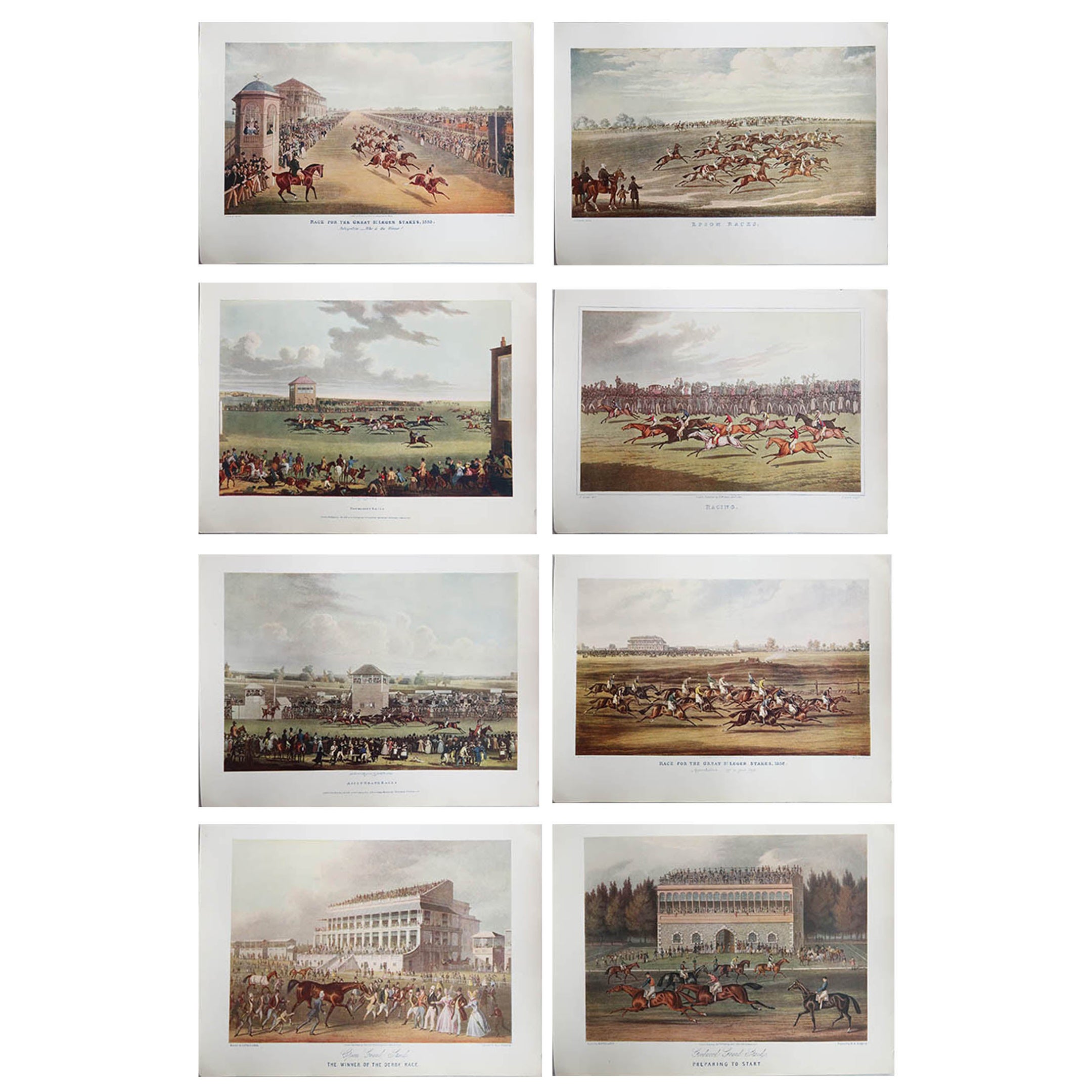 Set of 8 Antique Horse Racing Prints, circa 1900