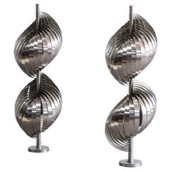 Paire de lampadaires en métal en spirale Henri Mathieu des années 70