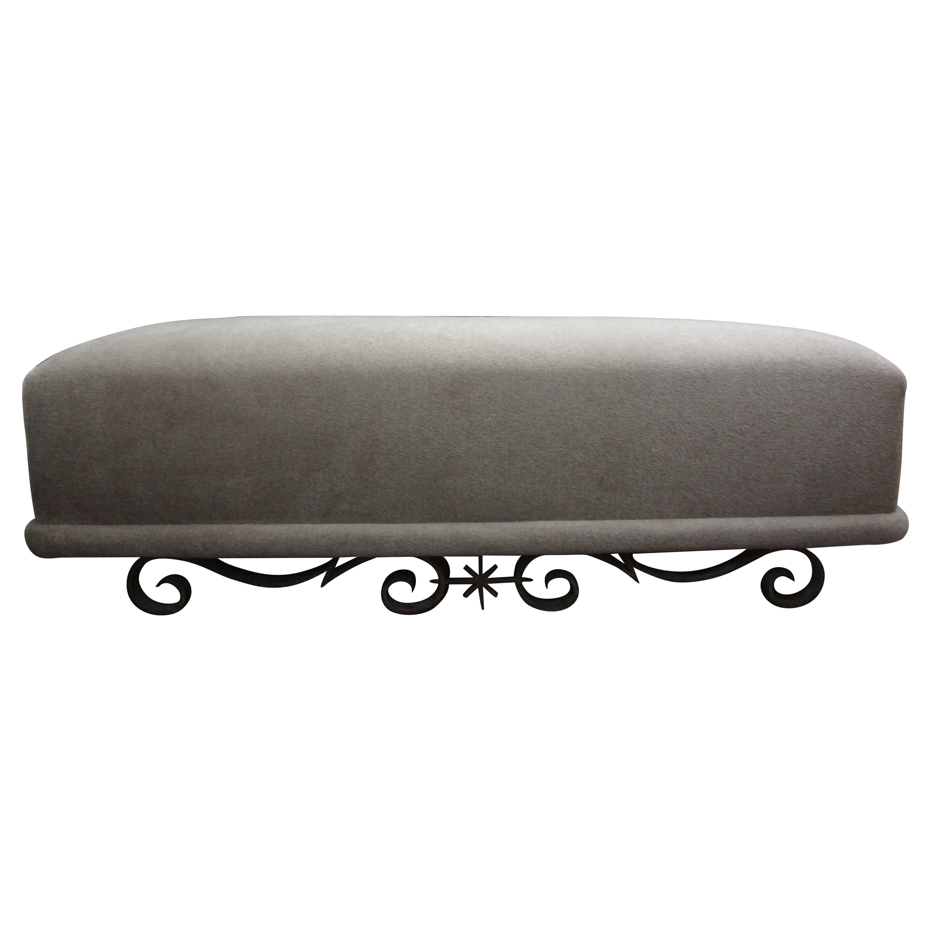 French Art Deco Wrought Iron Bench Attributed to Gilbert Poillerat For Sale