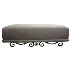 Used French Art Deco Wrought Iron Bench Attributed to Gilbert Poillerat