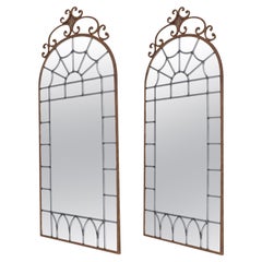 19th Century French Empire Pair of Metal Wall Glass Mirrors, Parisian Décor