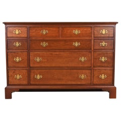 Vintage Baker Furniture Georgian Cherry Chest of Drawers with Secretary Desk, Refinished