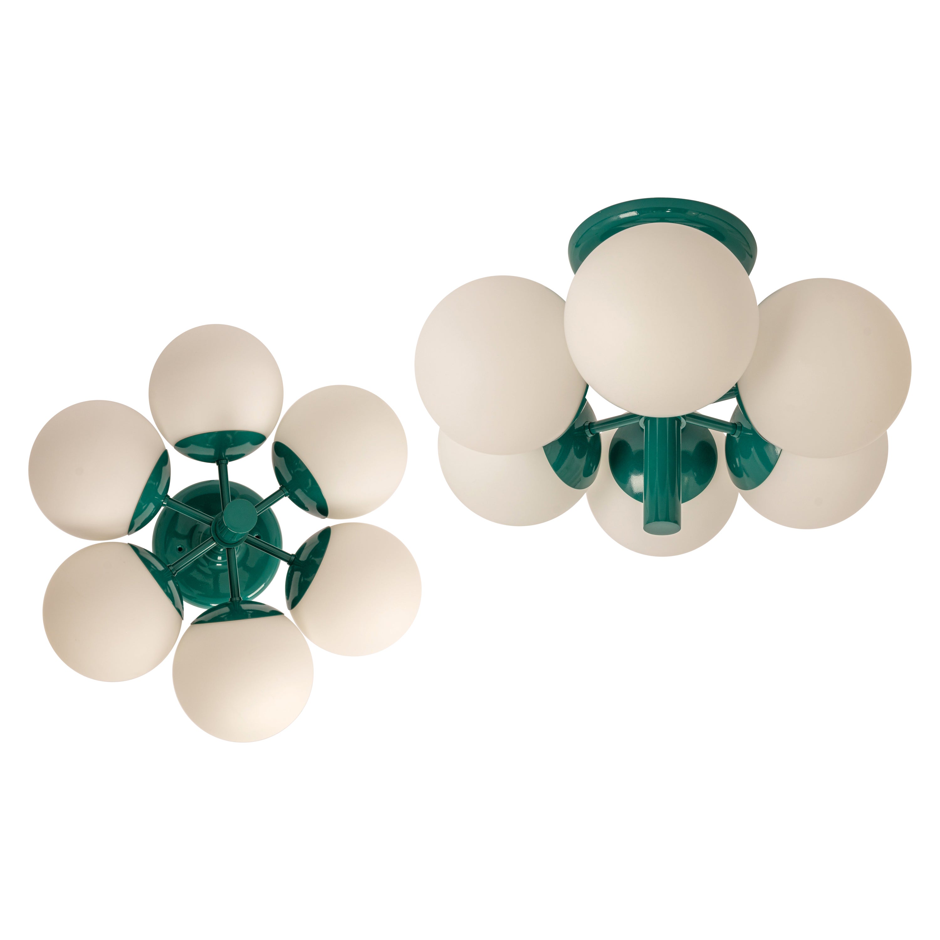 Midcentury Orbital Ceiling /Wall Lamp in Green by Kaiser, Germany, 1970s For Sale