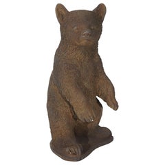 Bronzed Cast Hard Stone Woodland Standing Bear Cub Garden Statue