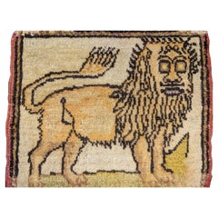 Antiker türkischer Miniatur-Löwenteppich