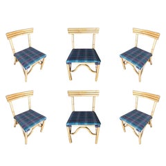Restored Rattan Dining Side Chair with Three-Strand Back, Set of 6