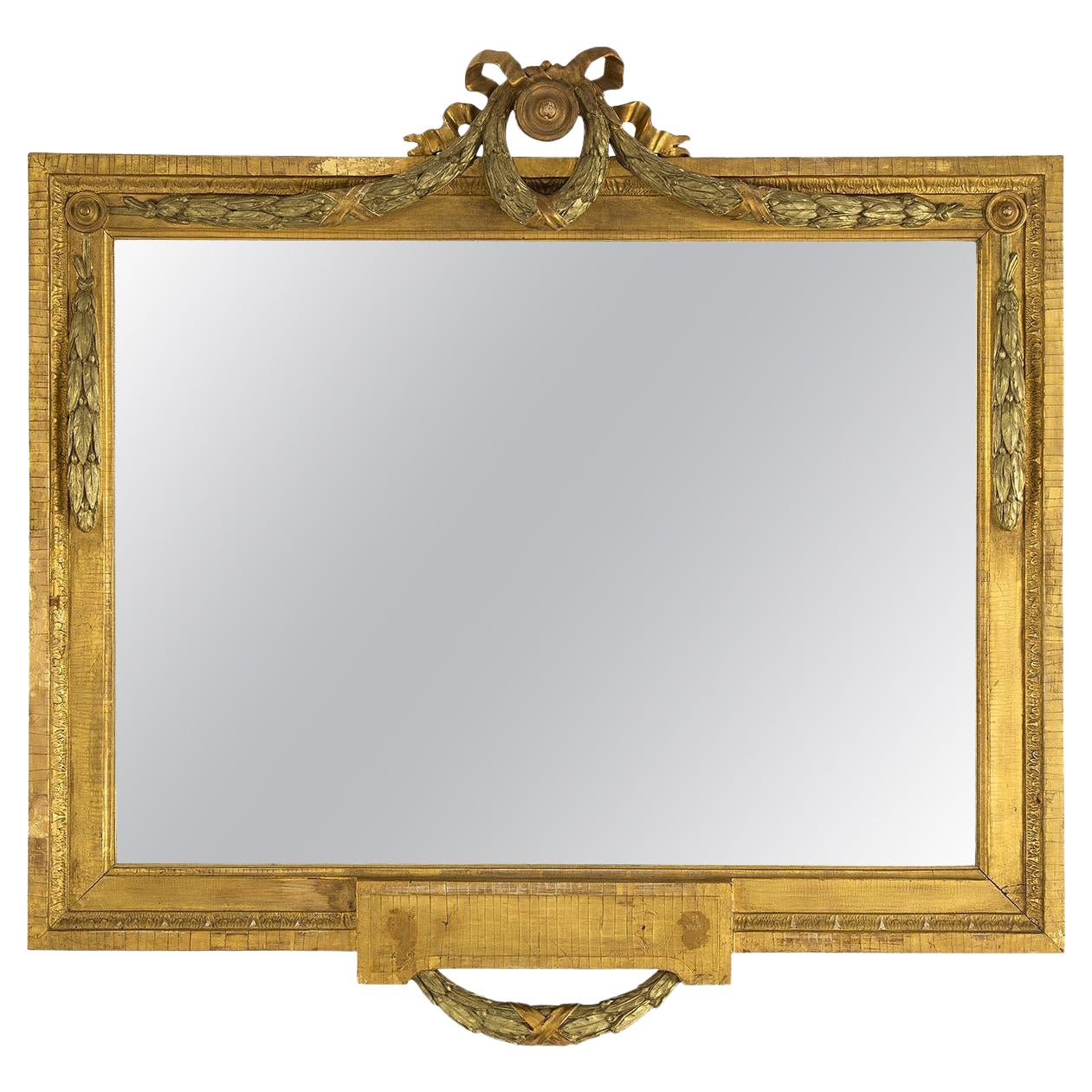 18th Century Swedish Gustavian Pine Wall Glass Mirror - Antique Wall Décor For Sale