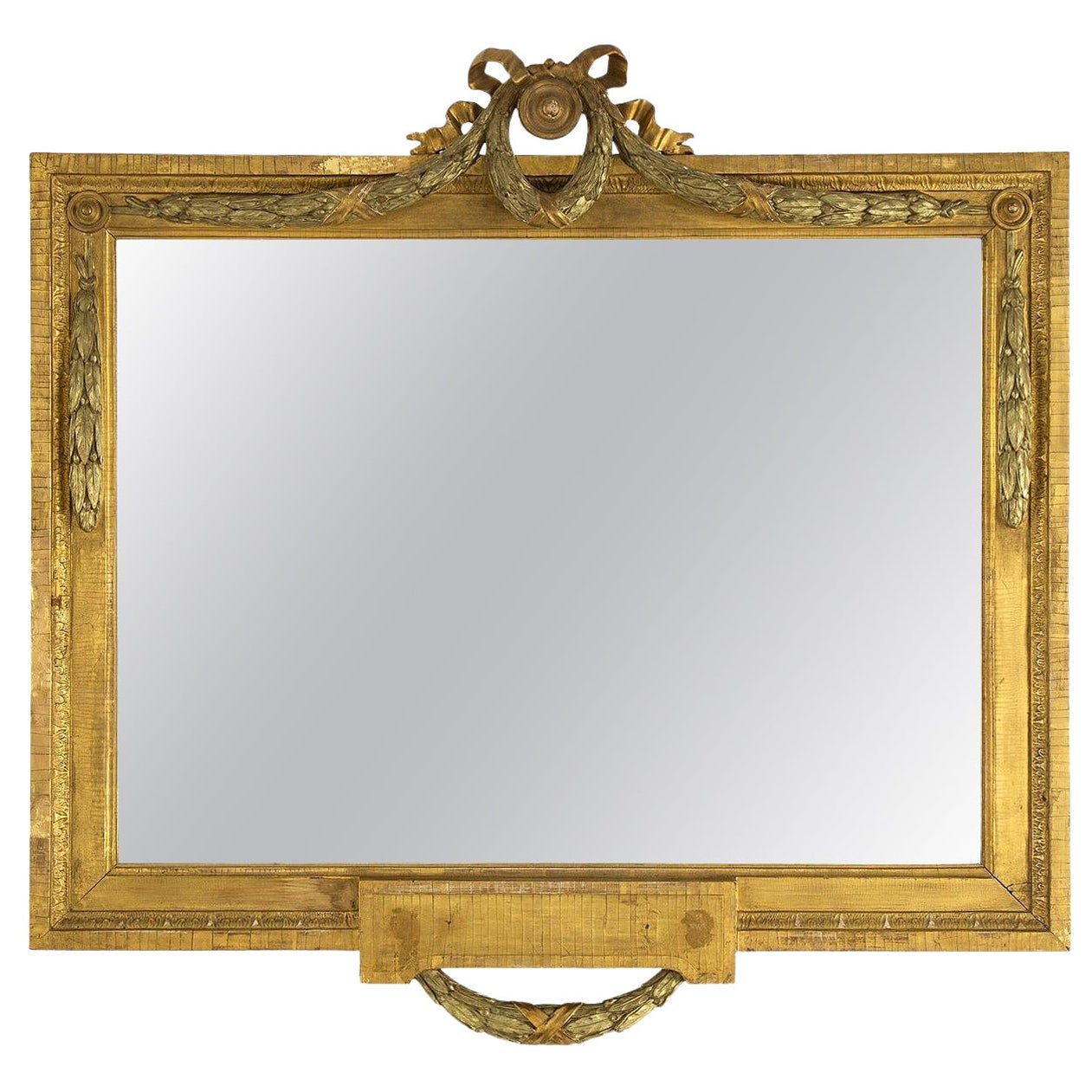18th Century Swedish Gustavian Pine Wall Glass Mirror - Antique Wall Décor For Sale