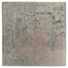 Rug & Kilim’s Contemporary Rug in Gray, Blue & Pink Impressionist Floral Pattern