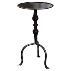 Midcentury French Style Polished Iron Pedestal Martini Side Table
