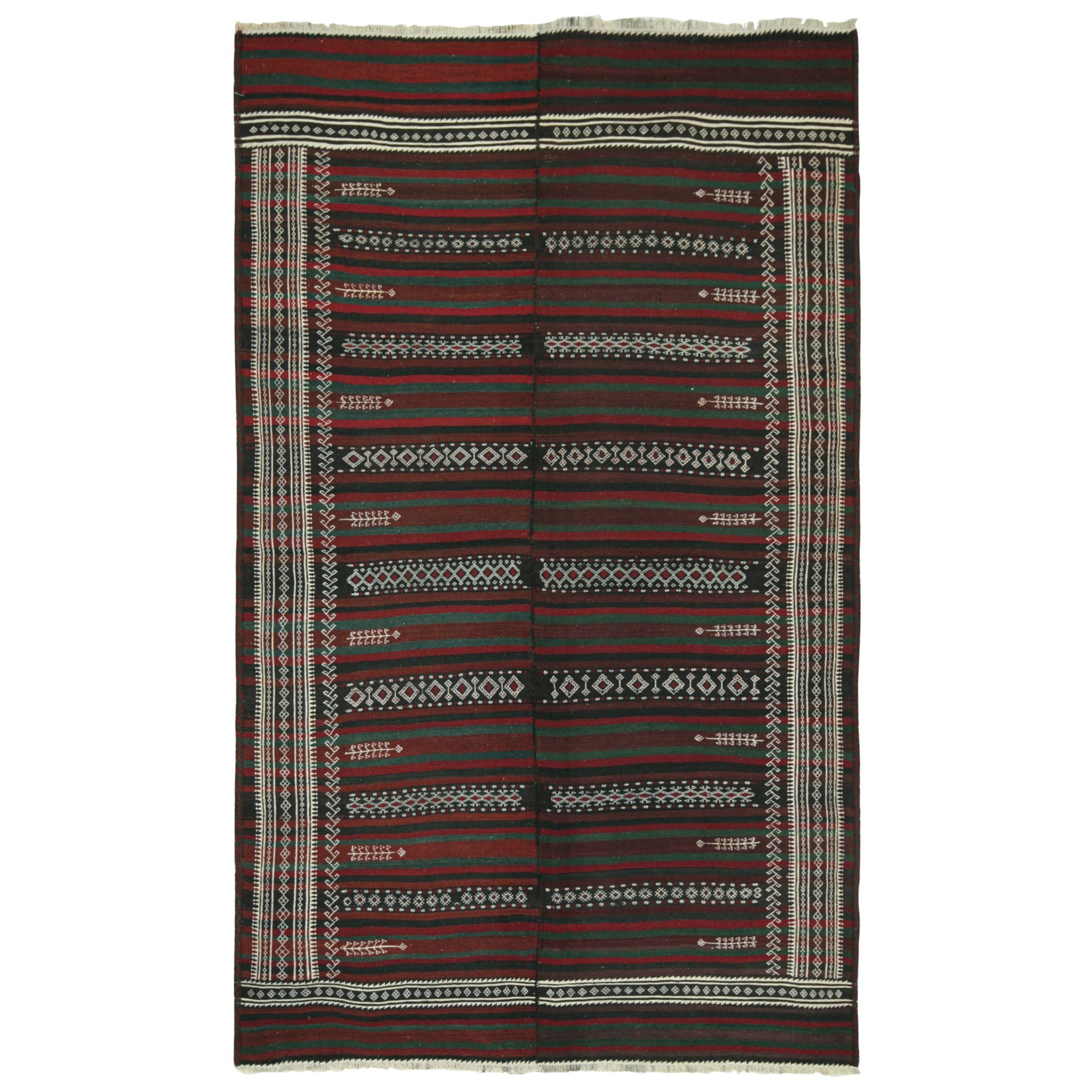 Vintage Baluch Persian Kilim with Stripes & Geometric Patterns For Sale