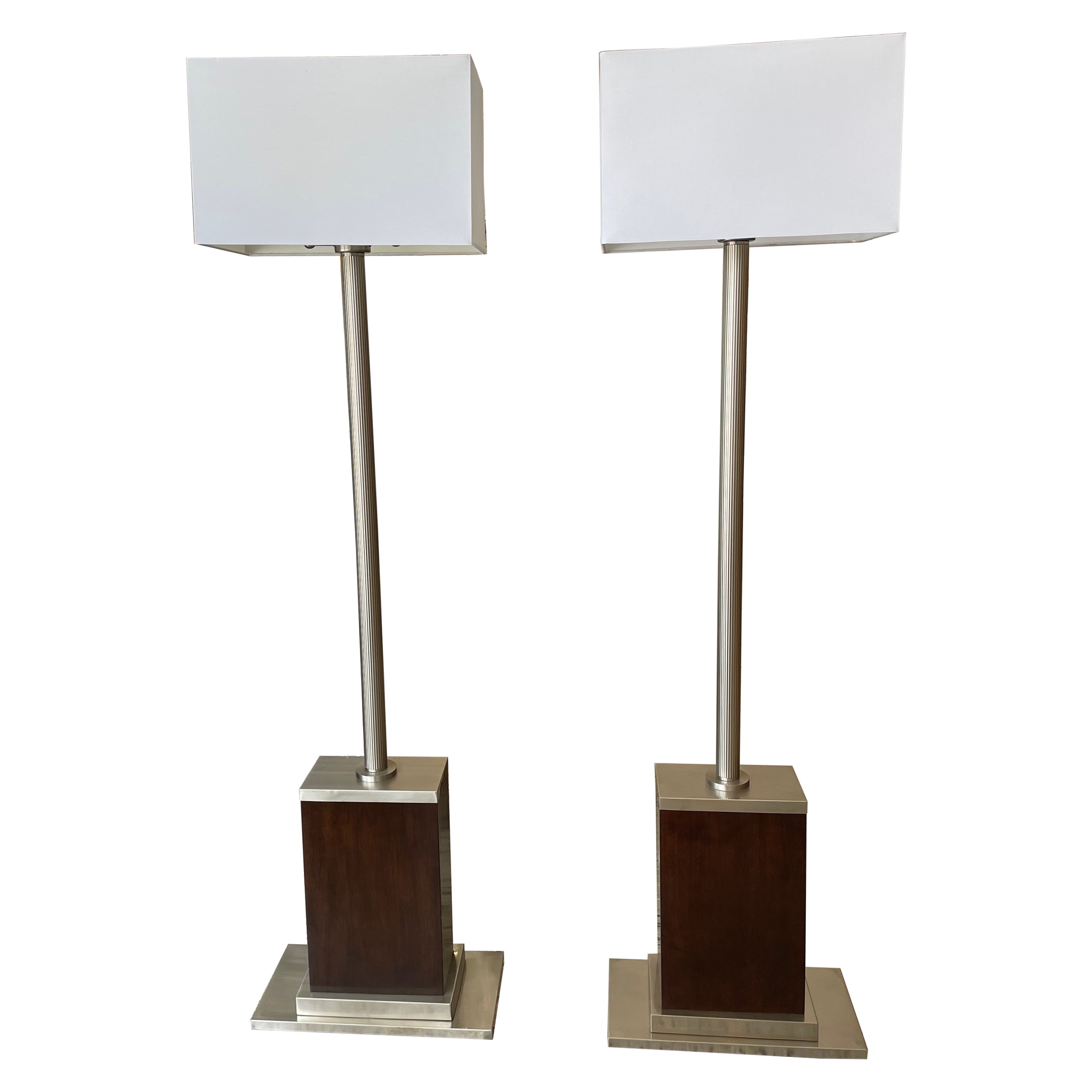 Pair of Ralph Lauren Style Art Deco Machine Age Floor Lamps For Sale