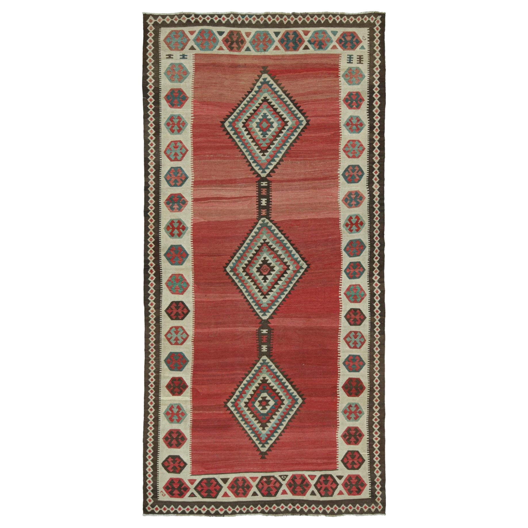 Vintage Shahsavan Persian Kilim with Red Field and Medallions