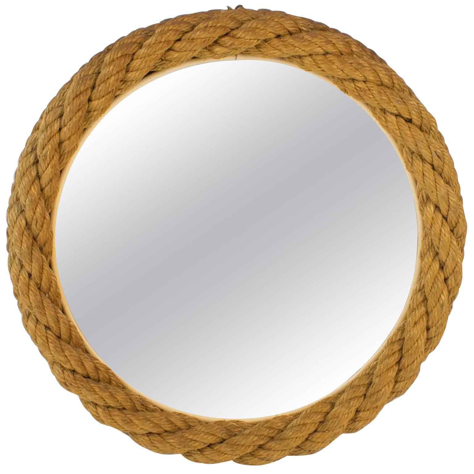 Audoux Minet France, Wall-Mounted Rope Mirror, 1960s For Sale