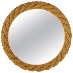 Vintage Audoux Minet France, Wall-Mounted Rope Mirror, 1960s