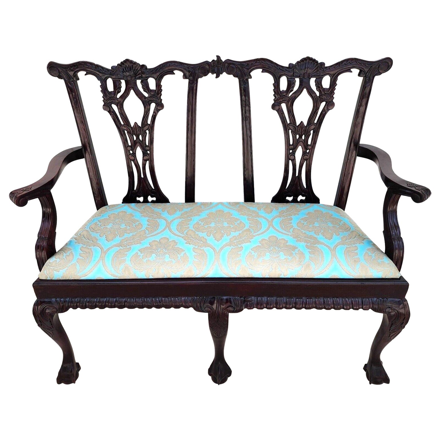 Chippendale Bench Settee Vintage For Sale