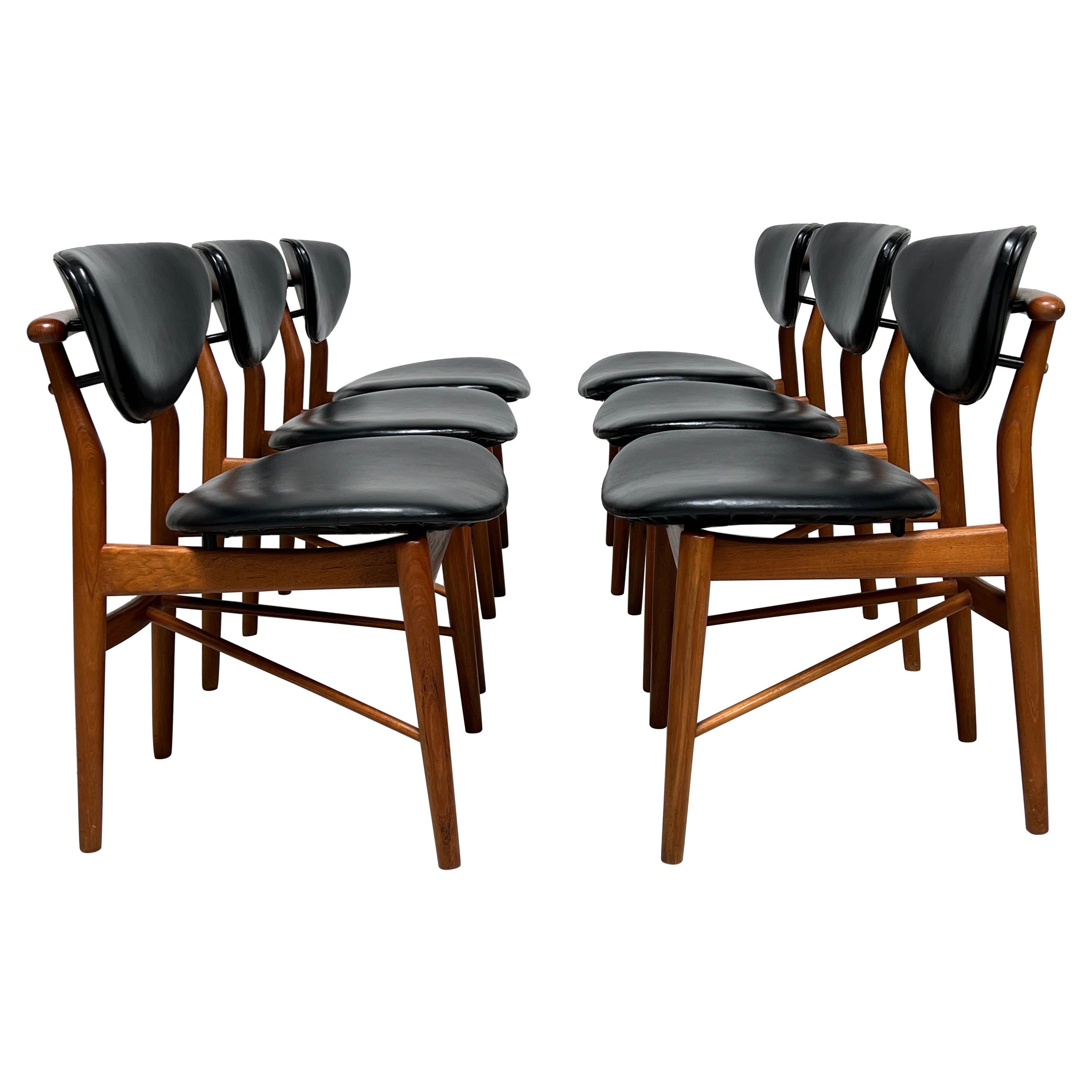 Six Dining Chairs by Finn Juhl for Niels Vodder For Sale