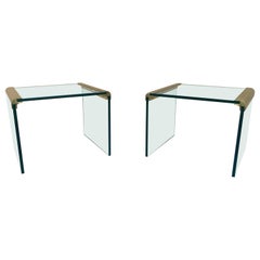 Pair of Pace Furniture Leon Rosen Brass and Glass Waterfall End Side Tables