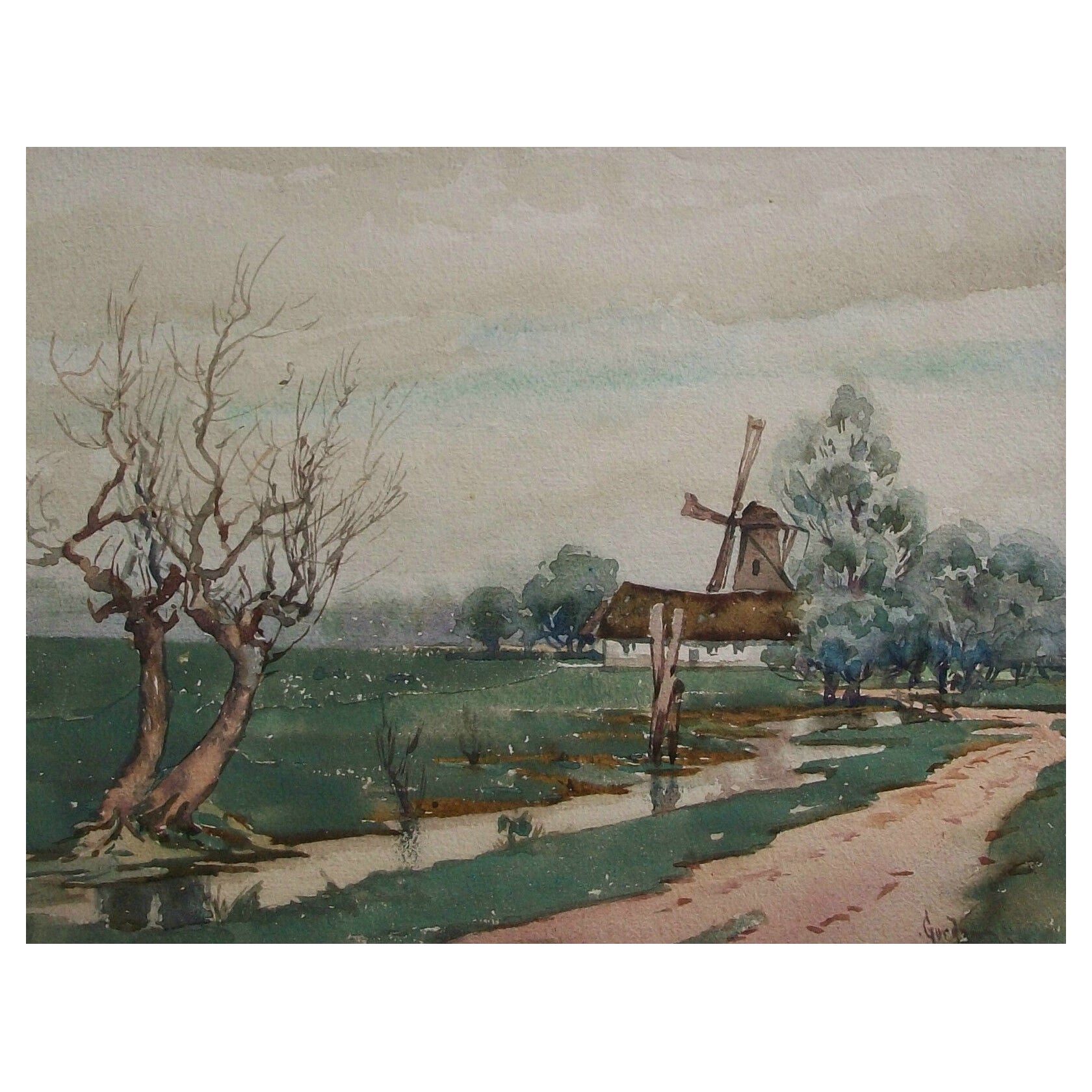 Gordon Nielson, Antique Dutch School Watercolor Painting, Signed, circa 1878 For Sale
