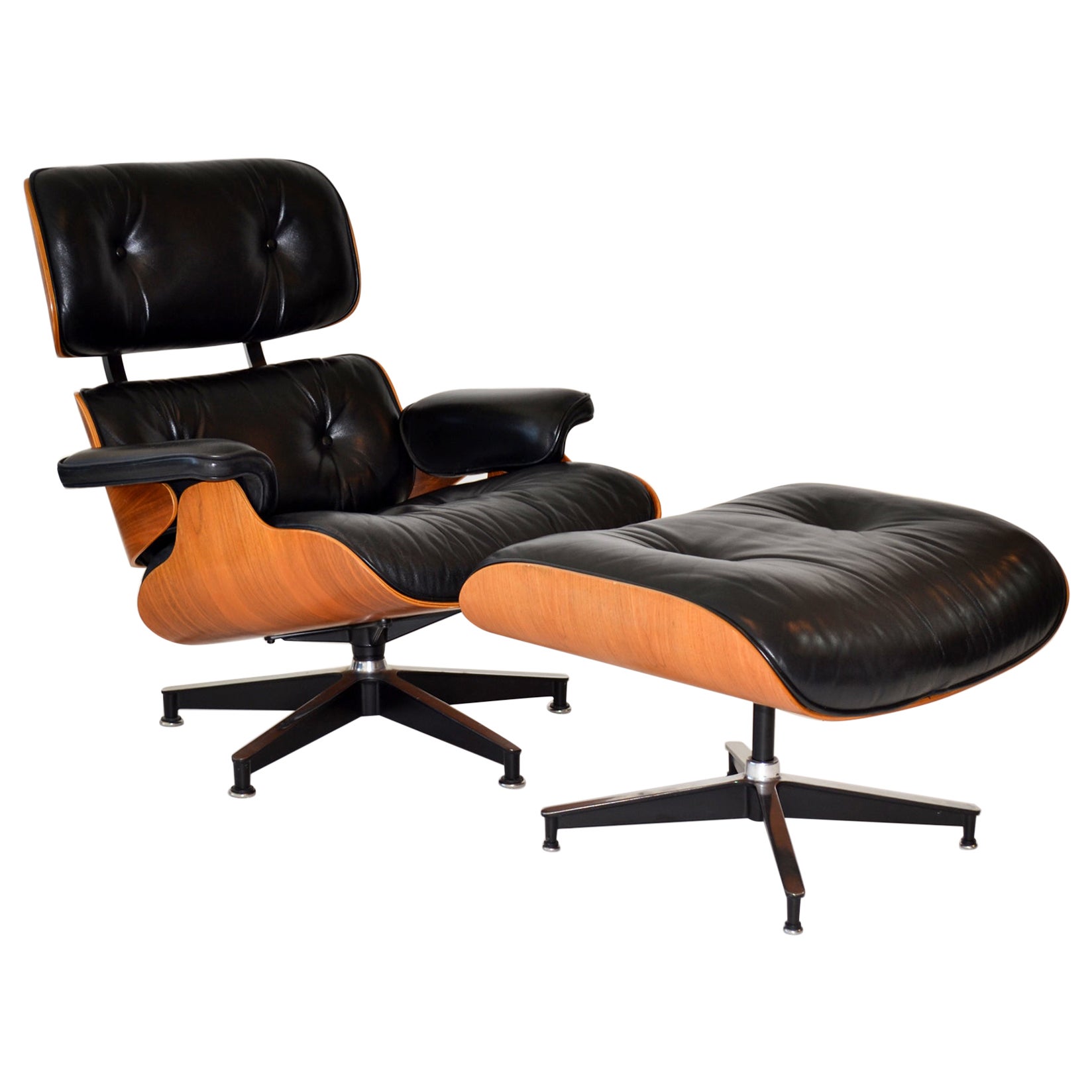 Eames Lounge Chair and Ottoman for Herman Miller Black and Walnut