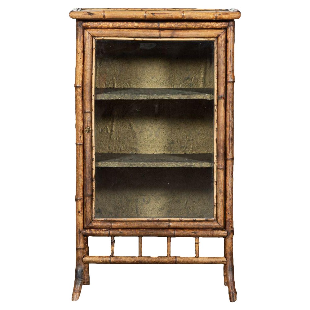 19th Century English Glazed Bamboo Cabinet For Sale