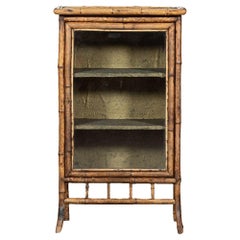 19th Century English Glazed Bamboo Cabinet