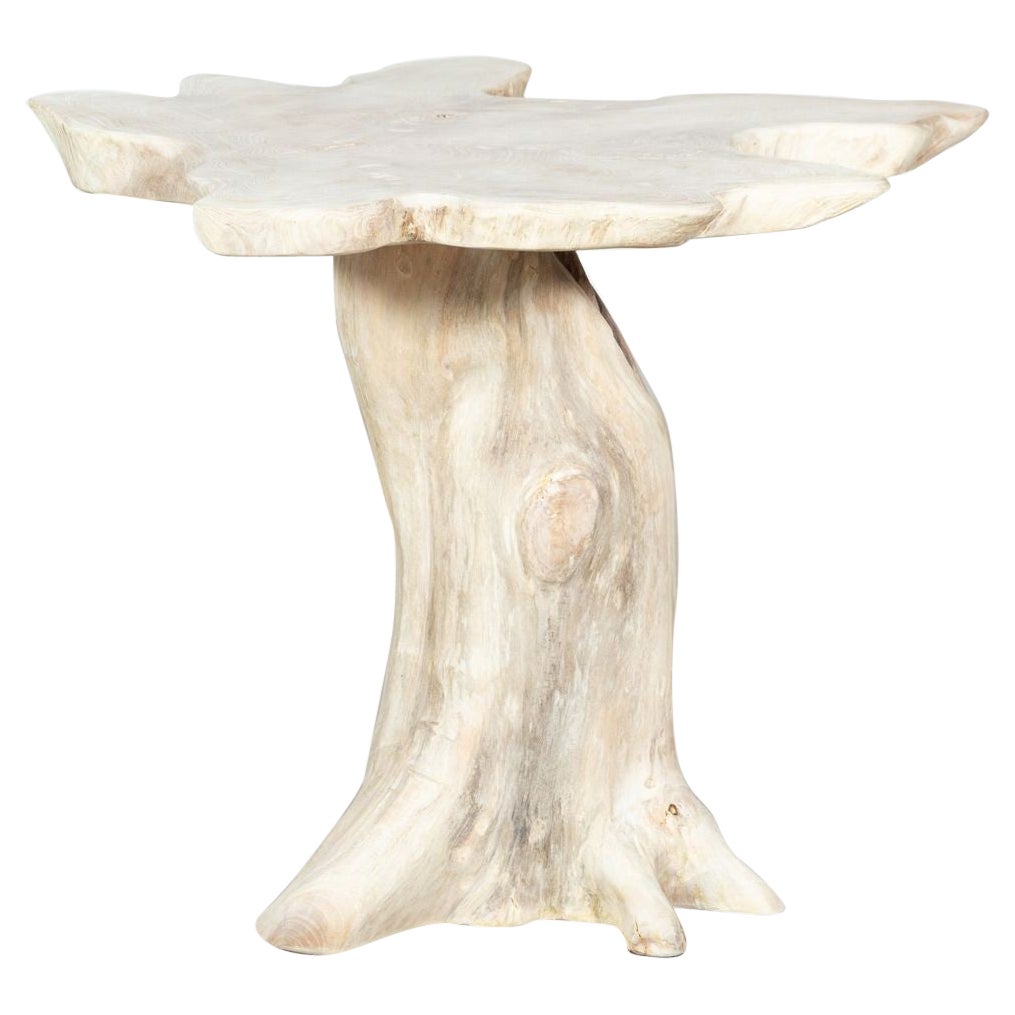 Bleached English Teak Root Side Table For Sale