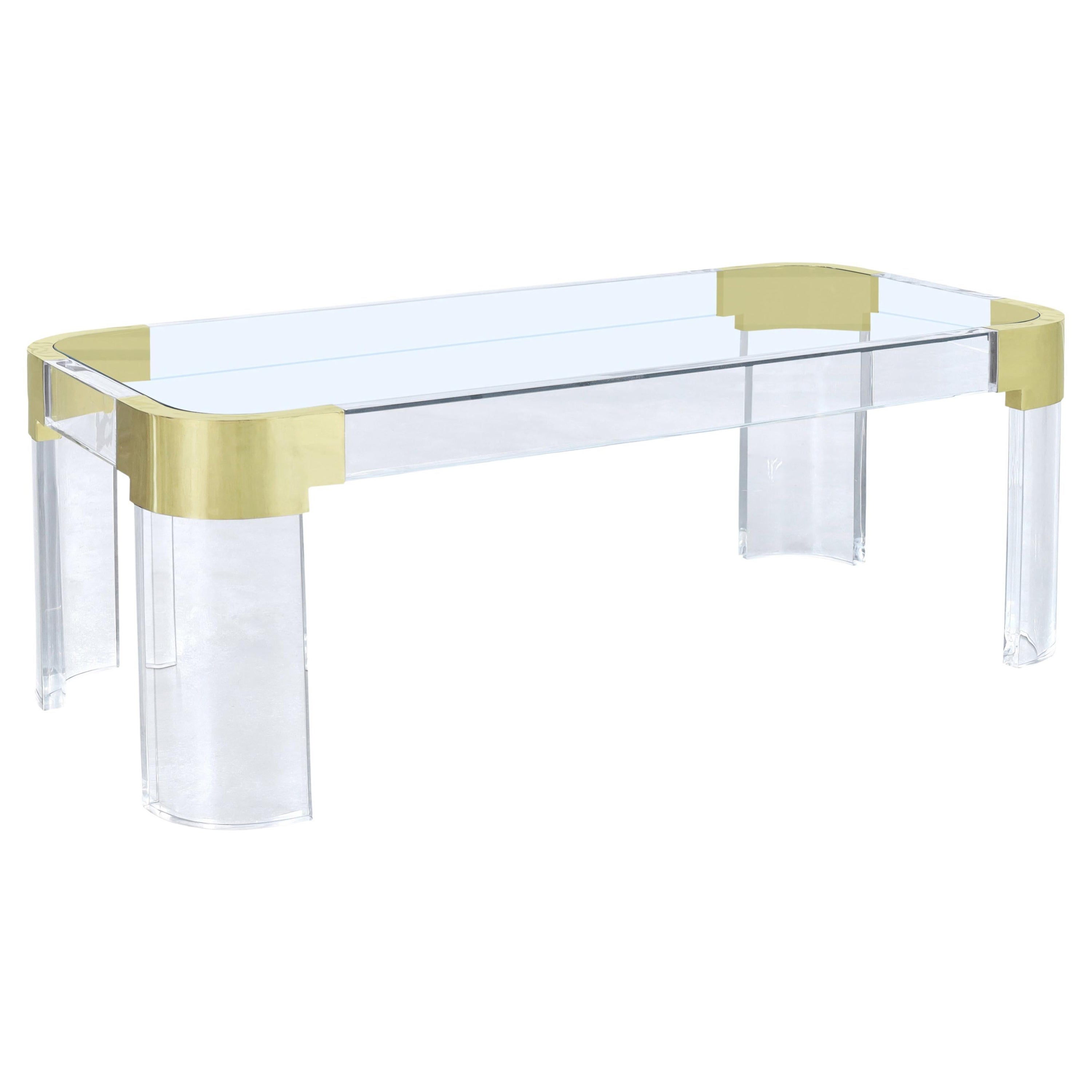 Vintage Brass and Lucite "Waterfall" Coffee Table by Charles Hollis Jones