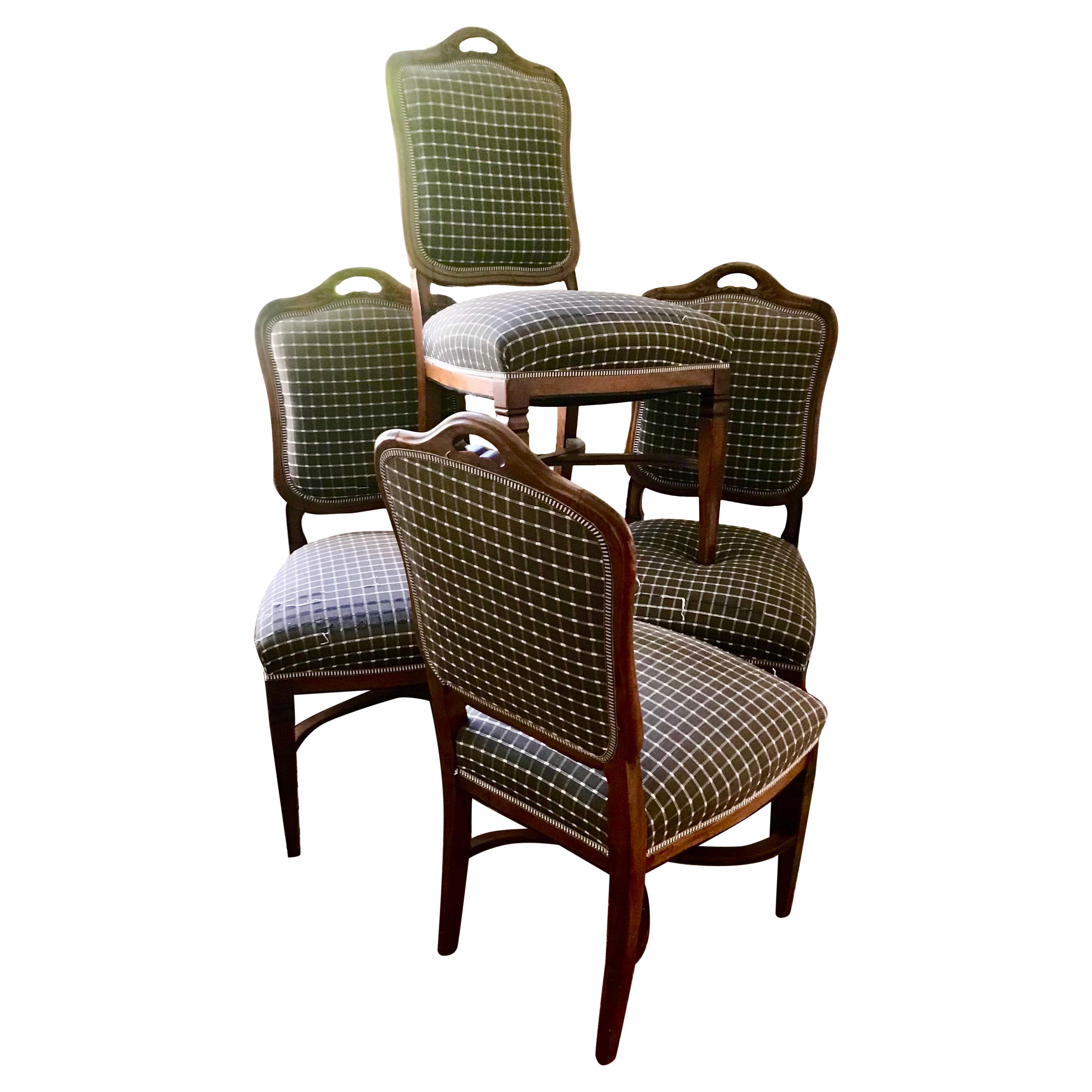 French Country Provincial Dining Chair Set of 4 Upholstered Dining Chairs